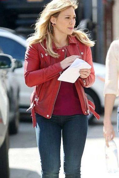 Hilary Duff Kelsey Peters Younger Red Biker Leather Jacket