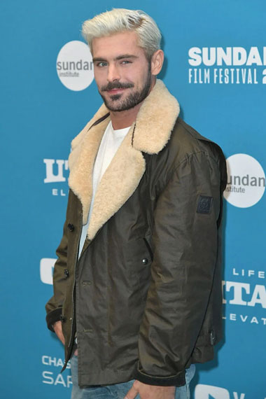 Zac Efron Sundance Film Festival Fur Black Bomber Jacket