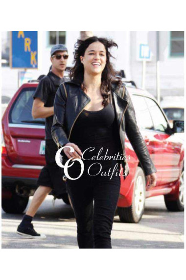 Michelle Rodriguez Venice Beach Black Studded Jacket