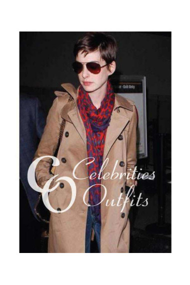 Anne Hathaway Brown Trench Long Coat