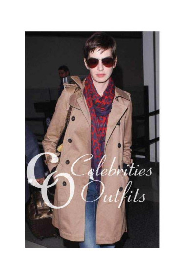 Anne Hathaway Brown Trench Long Coat