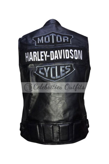 Harley Davidson Style Black Motorcycle Leather Vest