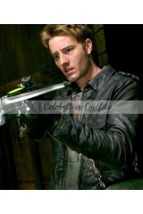 Justin Hartley Smallville Prophecy Black Leather Jacket