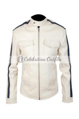 Need For Speed Aaron Paul White Leather Jacket