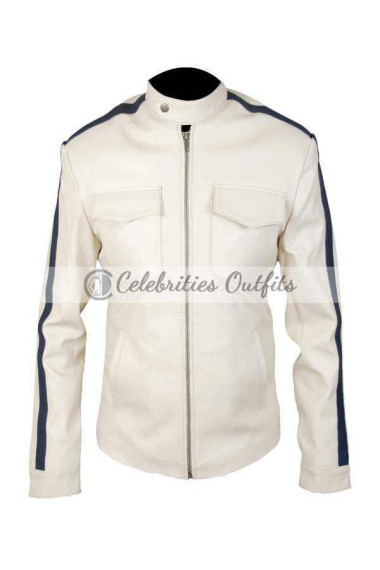 Need For Speed Aaron Paul White Leather Jacket