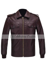 Avengers Chris Evans Steve Brown Leather Jacket