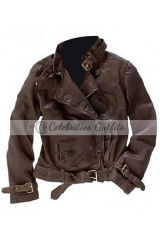 Captain America 2 Scarlett Johansson Brown Leather Jacket