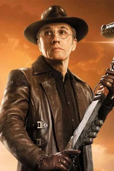 Alita Battle Angel Christoph Waltz Dr Dyson Ido Leather Coat