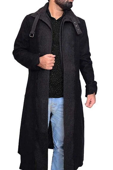 Takeshi Kovacs Joel Kinnaman Altered Carbon Black Wool Coat