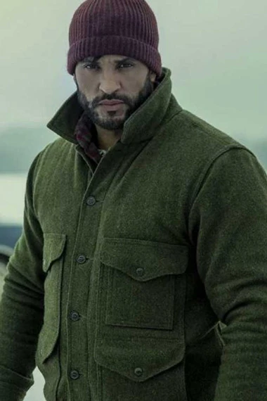 Shadow Moon American Gods Ricky Whittle Green Wool Jacket