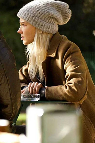 Sasha Luss Anna Poliatova Casual Womens Brown Wool Trench Coat