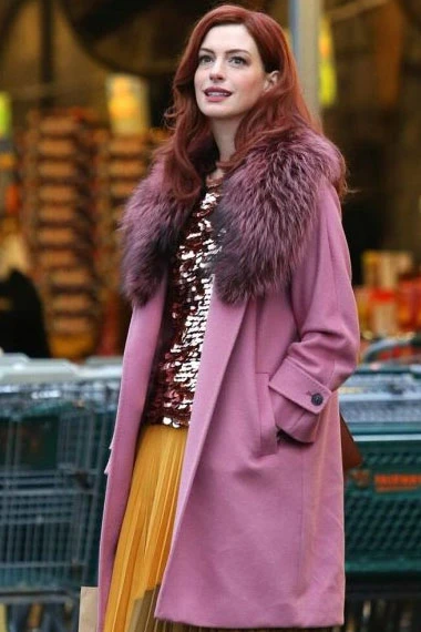 Modern Love TV Show Lexi Anne Hathaway Pink Wool Fur Coat