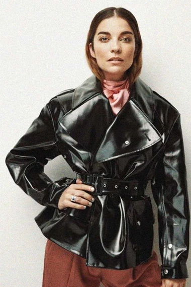Annie Murphy Schitts Creek Alexis Rose Black Leather Jacket
