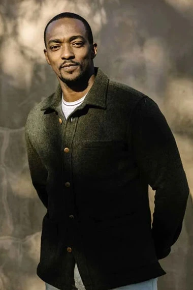 Casual Anthony Mackie Army Green Wool Shirt-Style Jacket