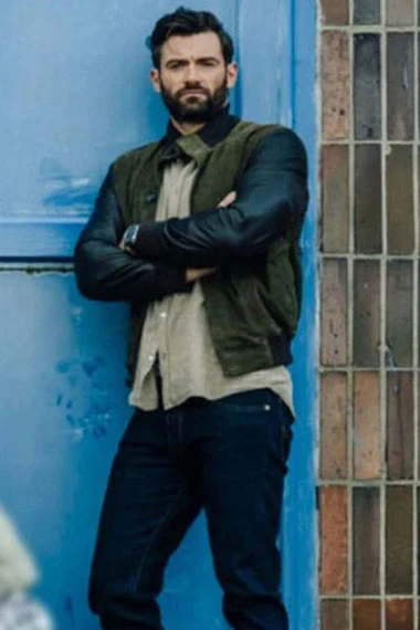 Stuart Martin Brad Cage Army of Thieves Green Leather Jacket