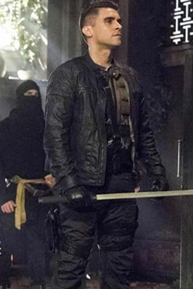 Josh Segarra Adrian Chase Arrow TV Show Black Leather Jacket adrian-chase-arrow-black-leather-jacket
