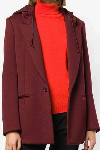 Ruby Rose Arrow Kate Kane Batwoman Red Wool Hooded Blazer