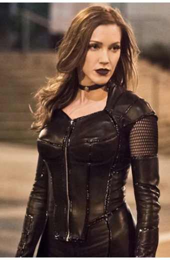 Black Canary Katie Cassidy Black Siren Laurel Lance Arrow Coat katie-cassidy-arrow-siren-leather-coat