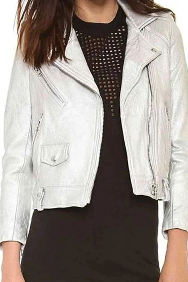 Thea Queen Arrow Speedy Willa Holland Biker Silver Jacket