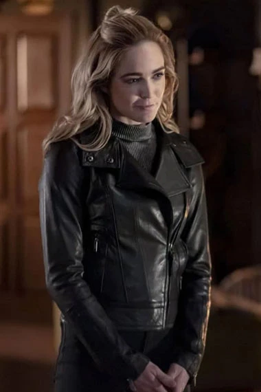 Sara Lance Arrow White Canary Caity Lotz Black Leather Jacket