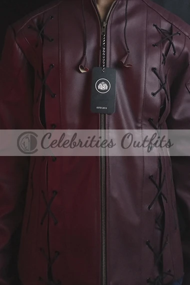 Roy Harper Arrow Colton Haynes Arsenal Maroon Leather Jacket