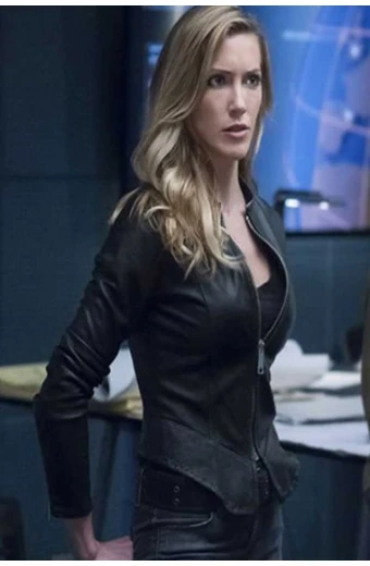 Katie Cassidy Laurel Lance Arrow Canary Black Leather Jacket arrow-katie-cassidy-black-canary-jacket