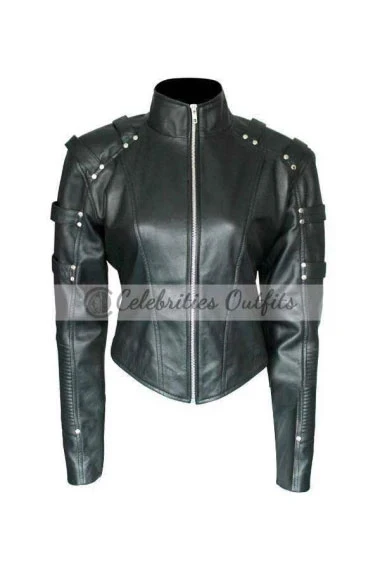 White Canary Sara Lance Arrow Caity Lotz Black Cropped Jacket