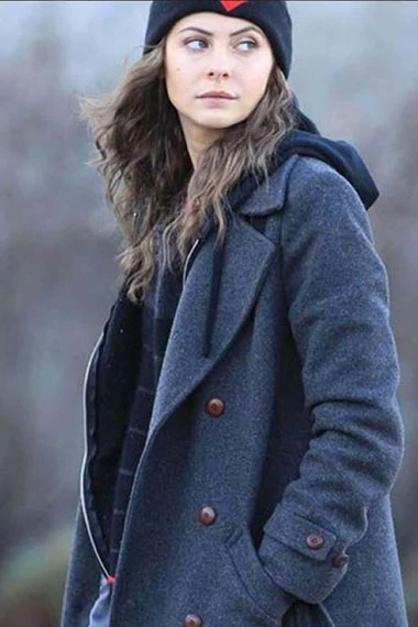 Thea Queen Arrow Speedy Willa Holland Blue Wool Trench Coat