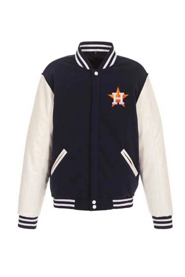 Houston Astros Black And White Fleece Bomber Varsity Jacket