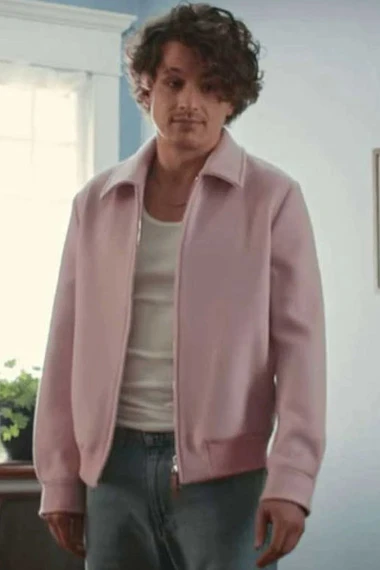 Light Switch Charlie Puth Mens Casual Bomber Pink Wool Jacket