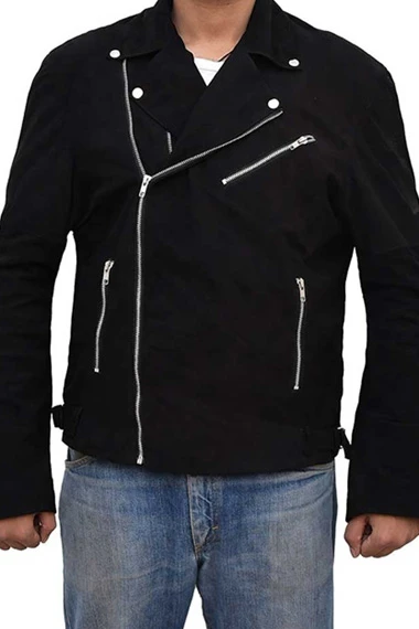 Jon Hamm Buddy Baby Driver Mens Black Suede Leather Jacket