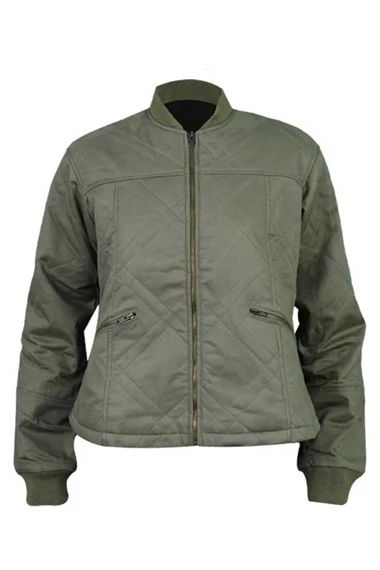 Louise Simona Brown Behind Her Eyes Bomber Green Cotton Jacket