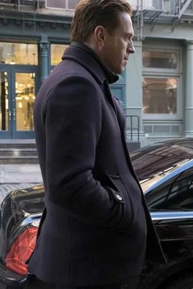 Billions Bobby Axelrod Damian Lewis Blue Wool Trench Peacoat damian-lewis-billions-trench-peacoat