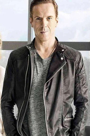 Bobby Axelrod Billions Damian Lewis Biker Black Leather Jacket