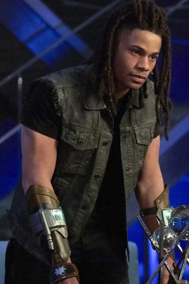 Khalil Payne Jordan Calloway Black Lightning Green Denim Vest
