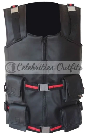 Wesley Trent Snipes Blade Mens Tactical Black Leather Vest blade-wesley-snipes-blade-vest