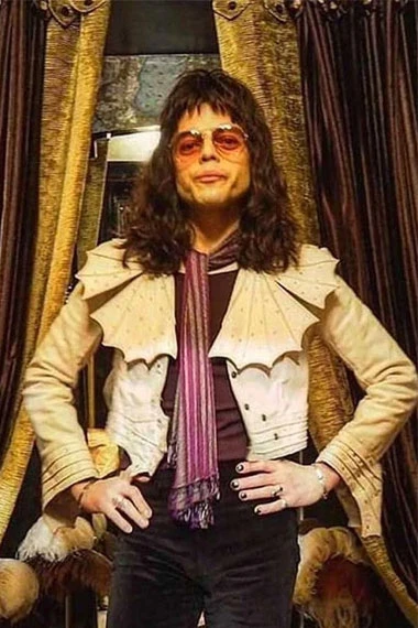 Angry Lizard Rami Malek Bohemian Rhapsody White Leather Jacket