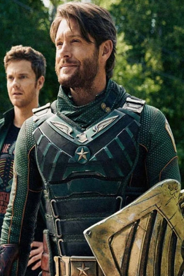 Soldier Boy Jensen Ackles The Boys TV Show Green Leather Vest the-boys-soldier-boy-vest
