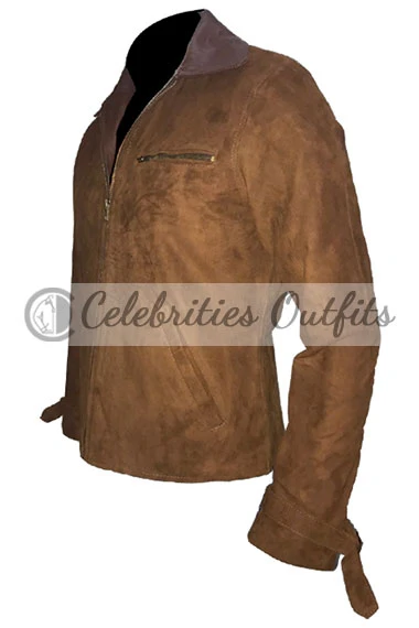 Max Vatan Brad Pitt Allied Movie Brown Suede Leather Jacket brad-pitt-allied-suede-jacket
