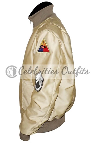 Wardaddy Fury Brad Pitt Kay Canvas Beige Satin Tanker Jacket brad-pitt-fury-tanker-jacket