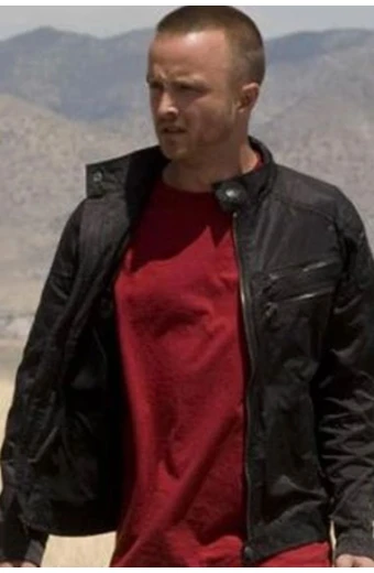 Breaking Bad Aaron Paul Jesse Pinkman Biker Leather Jacket breaking-bad-aaron-paul-black-jacket