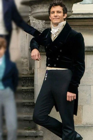 Jonathan Bailey Lord Anthony Bridgerton Black Velvet Tailcoat