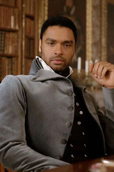 Simon Basset Rege Jean Page Bridgerton Grey Velvet Tailcoat