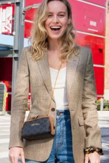 Avengers Campus Disneyland Brie Larson Casual Beige Wool Blazer