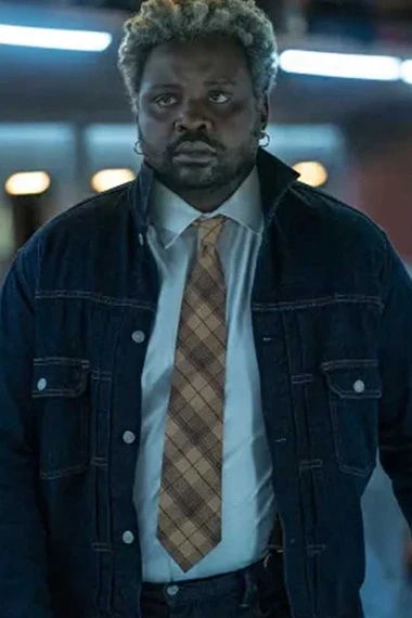 Lemon Brian Tyree Henry Bullet Train Bomber Blue Denim Jacket