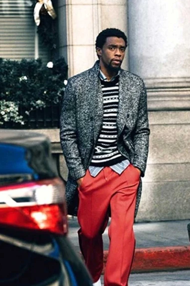 Chadwick Boseman Grey Long Trench Coat