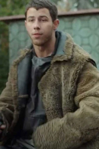 Davy Prentiss Jr Nick Jonas Chaos Walking Brown Sherpa Coat
