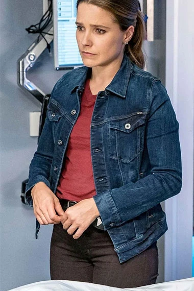 Sophia Bush Chicago PD Erin Lindsay Womens Blue Denim Jacket