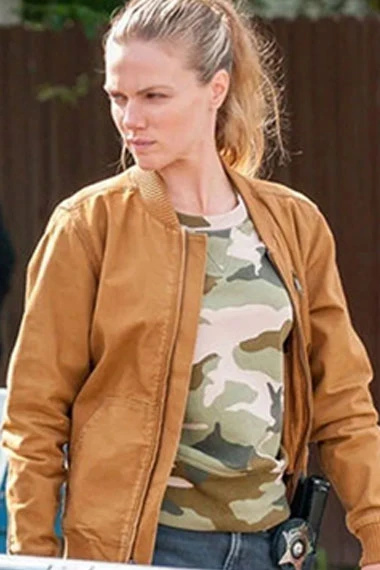 Chicago PD Tracy Spiridakos Hailey Upton Brown Bomber Jacket