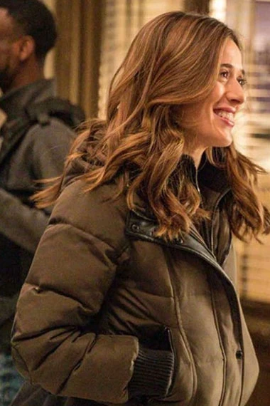 Chicago PD Marina Squerciati Kim Burgess Grey Puffer Jacket